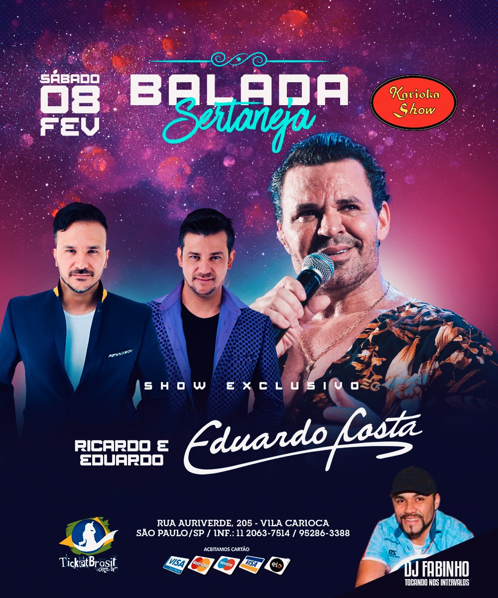 Oasis Tickets - SHOW EDUARDO COSTA